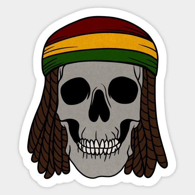 Rasta Skull with Dreadlocks, Rastafarian, Jamaica Sticker by logiamerch